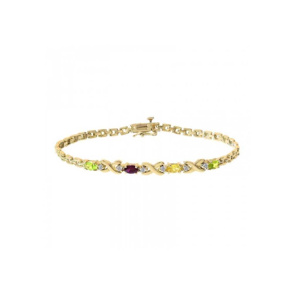0.06 Carat Diamond & Gemstone Bracelet 14K Gold